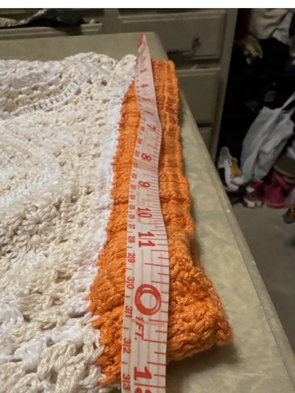 Chasing Unicorns Something To Talk About Crochet Flare Pants Orange/Cream Small - Picture 6 of 7